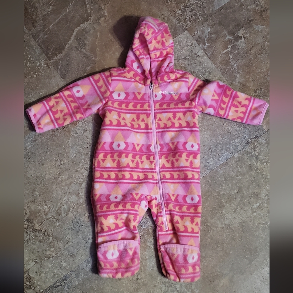Infant girls Columbia fleece snow suit bunting 6-12 months